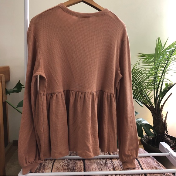 ASOS Design Waffle Knit Long Sleeve Top Size 6 Tall - Picture 8 of 9